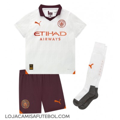Camisa de Futebol Manchester City Phil Foden #47 Equipamento Secundário Infantil 2023-24 Manga Curta (+ Calças curtas)